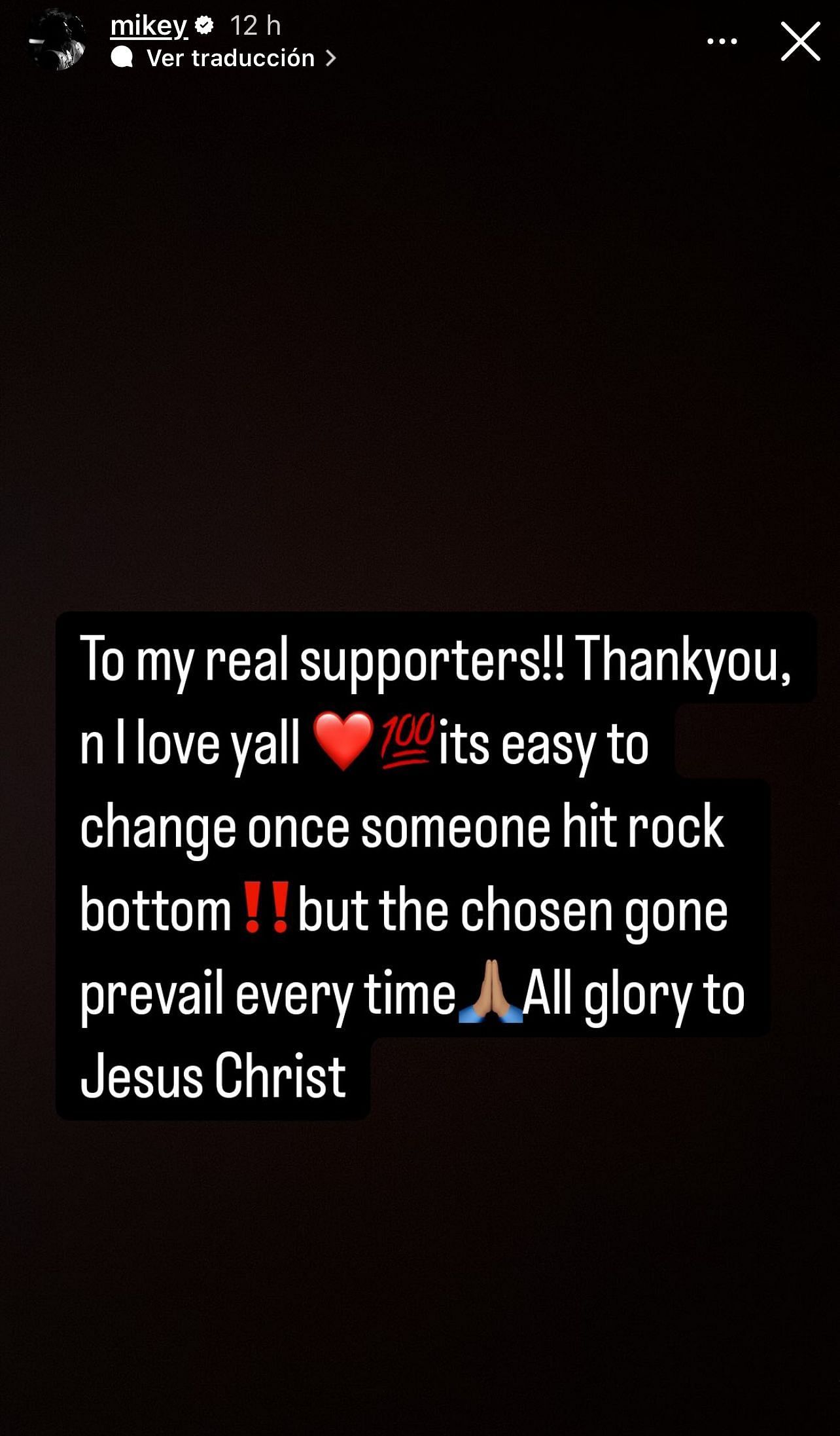 Mikey Williams' social media message to his supporters. - Source: Instagram/@mikey